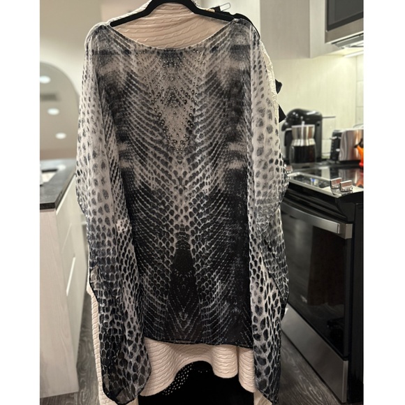 ASA Kaftan - blues/greys/black with crystals - elegant lightweight kaftan O/S - Picture 10 of 12